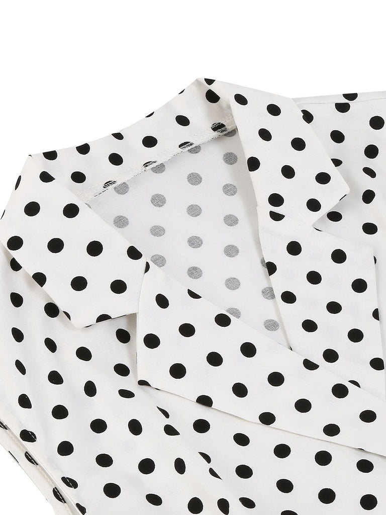 White 1950s Polka Dot Lapel Swing Dress — vintage elegance for the modern woman