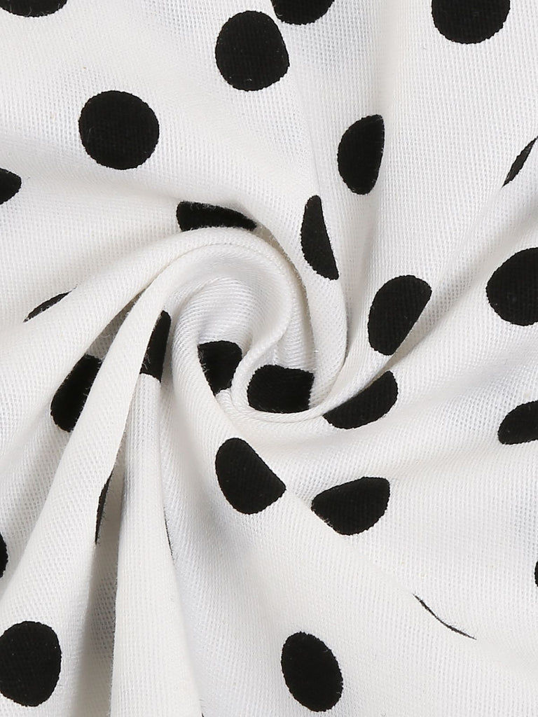 White 1950s Polka Dot Lapel Swing Dress — vintage elegance for the modern woman