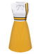 White & Yellow 1960s Bowknot Patchwork Dress, vintage dress, retro fashion - perfect for women who love vintage and retro fashion