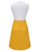 White & Yellow 1960s Bowknot Patchwork Dress, vintage dress, retro fashion - perfect for women who love vintage and retro fashion
