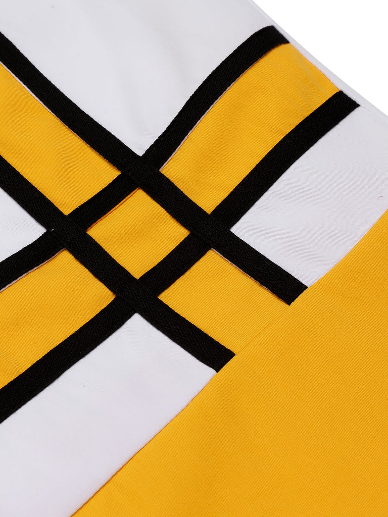 White & Yellow 1960s Bowknot Patchwork Dress, vintage dress, retro fashion - perfect for women who love vintage and retro fashion