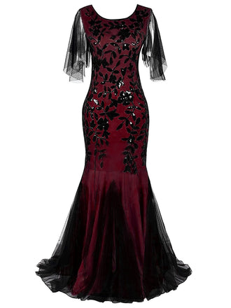 Wine Red 1920s Sequin Maxi Gowns Dress: timeless style reimagined