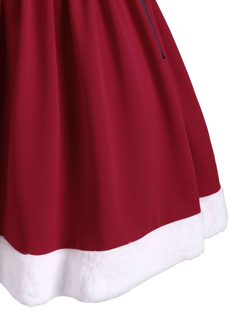 Wine Red 1950s Furry Swing Dress — vintage elegance for the modern woman