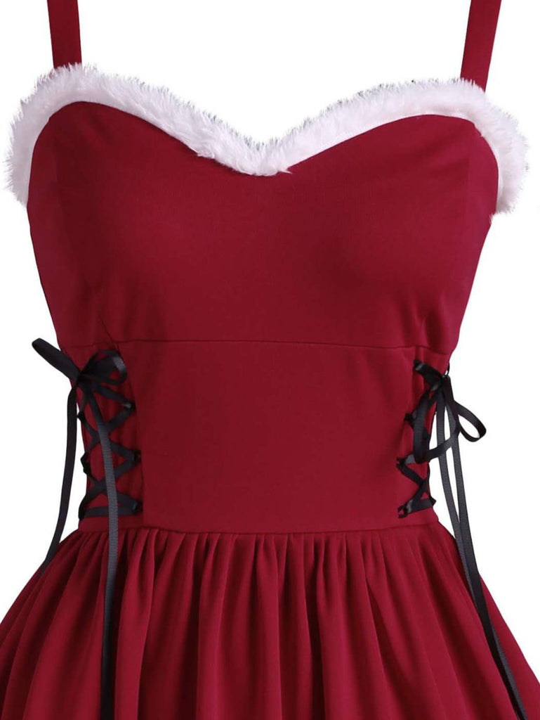 Wine Red 1950s Furry Swing Dress: timeless style reimagined
