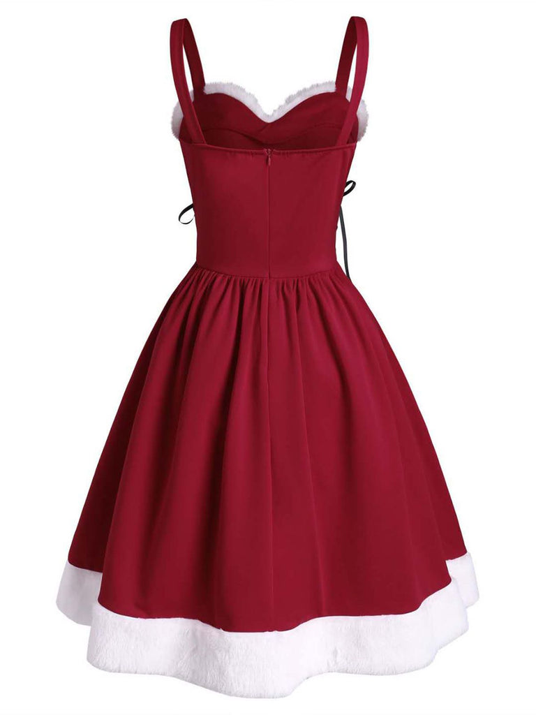 Wine Red 1950s Furry Swing Dress — vintage elegance for the modern woman