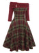 Wine Red 1950s Plaids Off-Shoulder Dress: timeless style reimagined