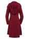 Wine Red 1950s Solid Button Coat - vintage fashion, retro style, elegant red