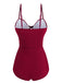 Wine Red 1960s Solid Spaghetti Strap One-piece Swimsuit: timeless style reimagined