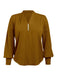 1930s Retro Solid V-neck Puff Sleeve Blouse