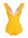 Yellow 1930s V-Neck One-piece Swimsuit: timeless style reimagined