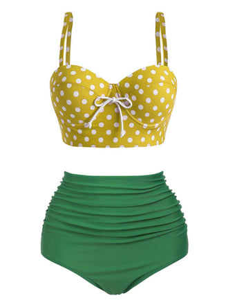 Yellow 1940s Polka Dot Bikini Set - vintage fashion, retro style