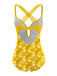 Yellow 1950s Daisy Patchwork Swimsuit — vintage elegance for the modern woman