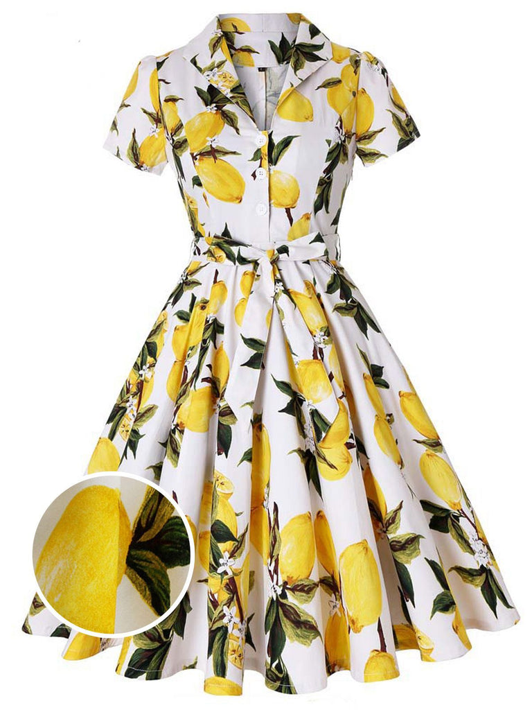 Yellow 1950s Lemon Bow Swing Dress — vintage elegance for the modern woman
