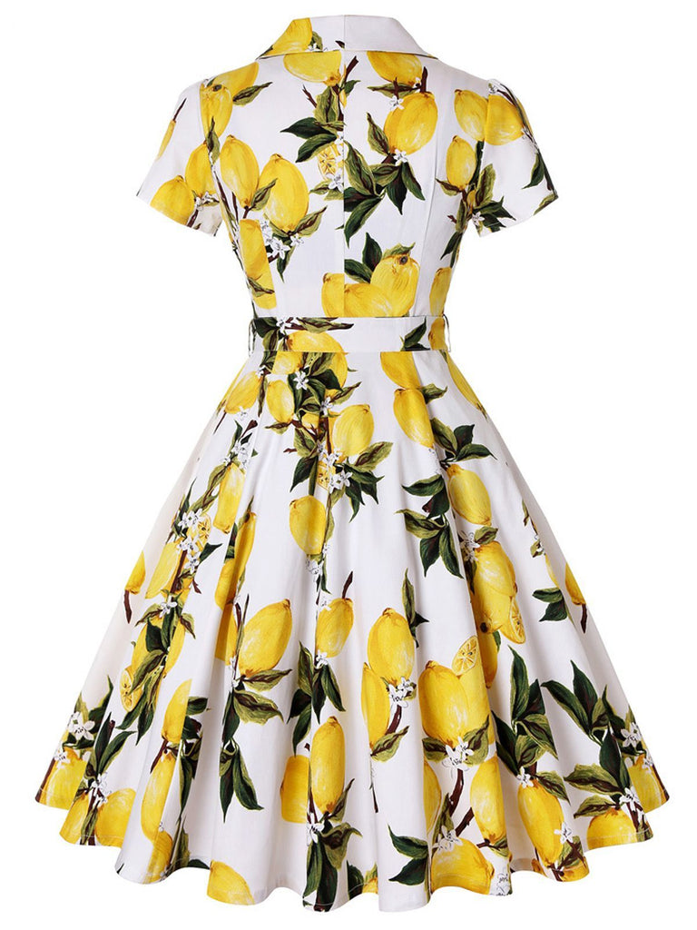 Yellow 1950s Lemon Bow Swing Dress: timeless style reimagined