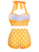 Yellow 1950s Polka Dots Halter Bikini Set - vintage fashion, retro style