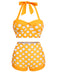 Yellow 1950s Polka Dots Halter Bikini Set: timeless style reimagined