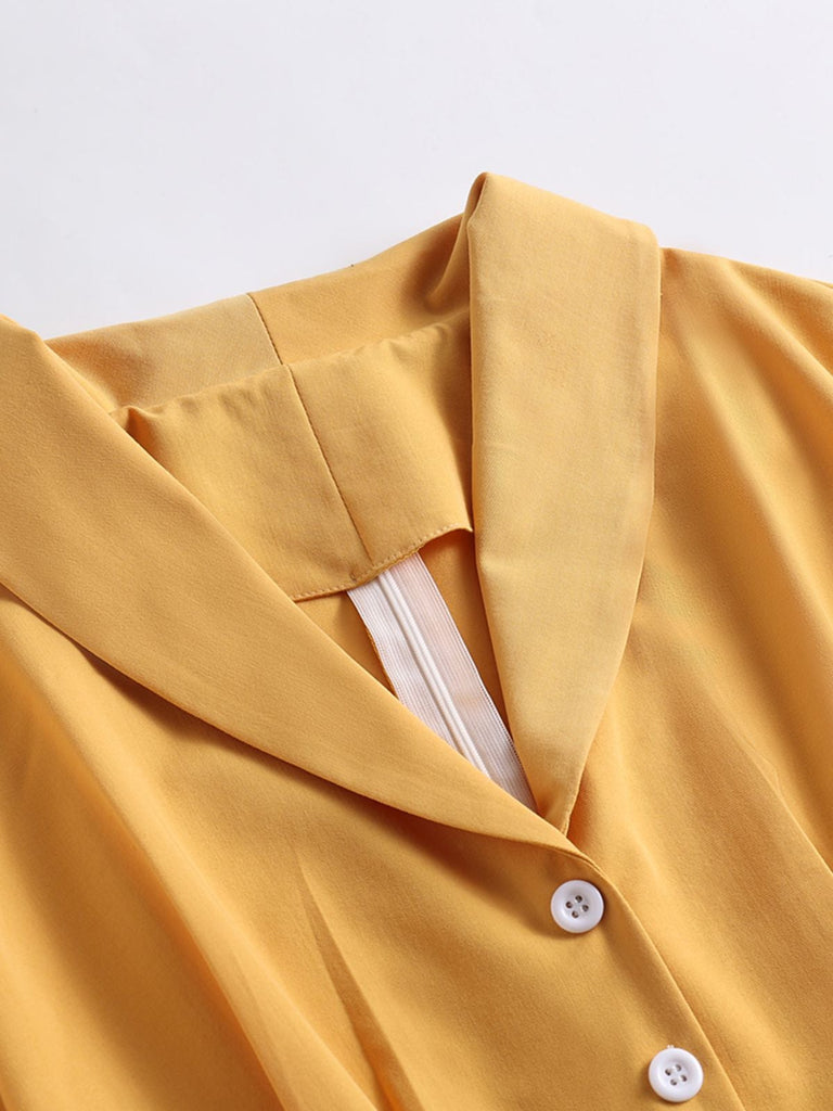 Yellow 1950s Solid Buttoned Swing Dress — vintage elegance for the modern woman