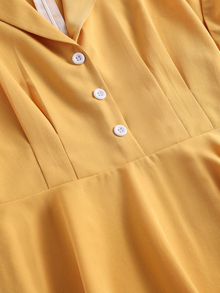 Yellow 1950s Solid Buttoned Swing Dress — vintage elegance for the modern woman