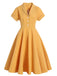Yellow 1950s Solid Buttoned Swing Dress: timeless style reimagined