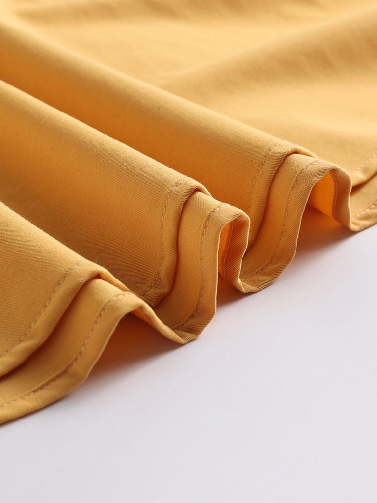 Yellow 1950s Solid Buttoned Swing Dress: timeless style reimagined