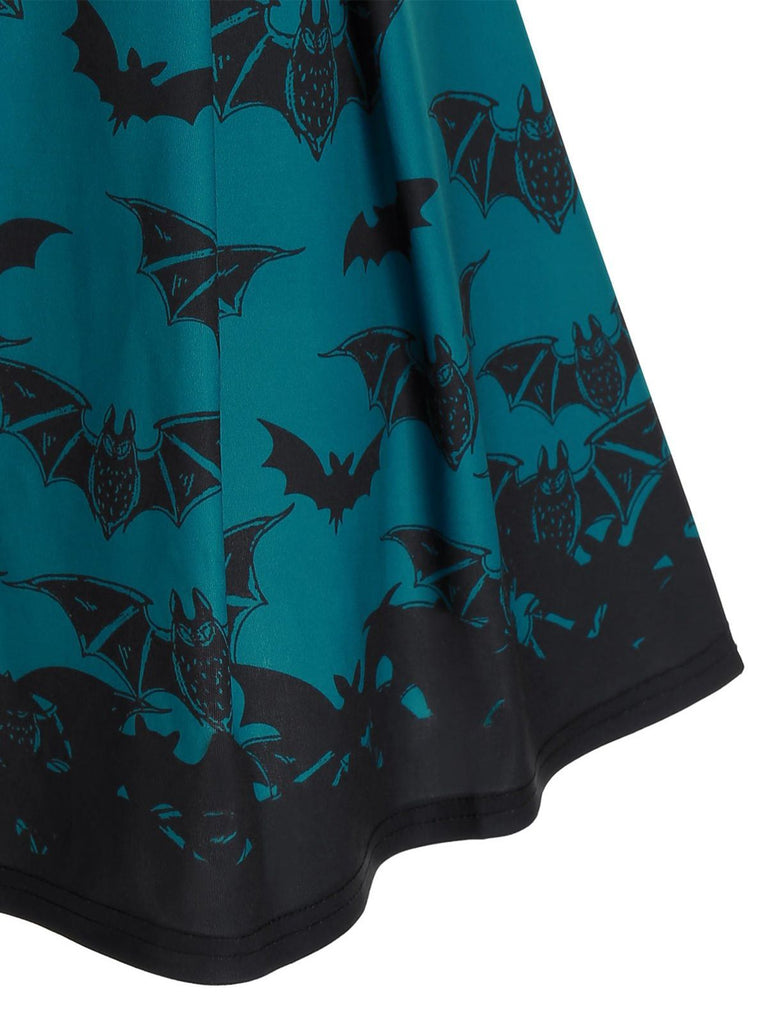 Blue 1950s Strap Bat Swing Dress