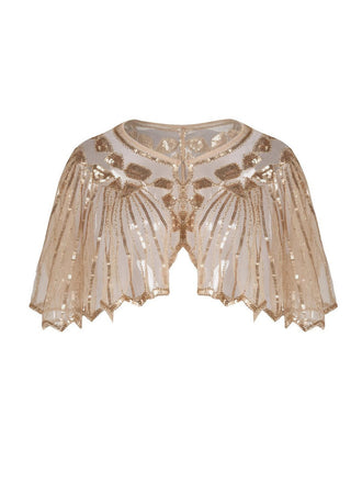 Apricot 1920s Shawl Beaded Sequin Cape