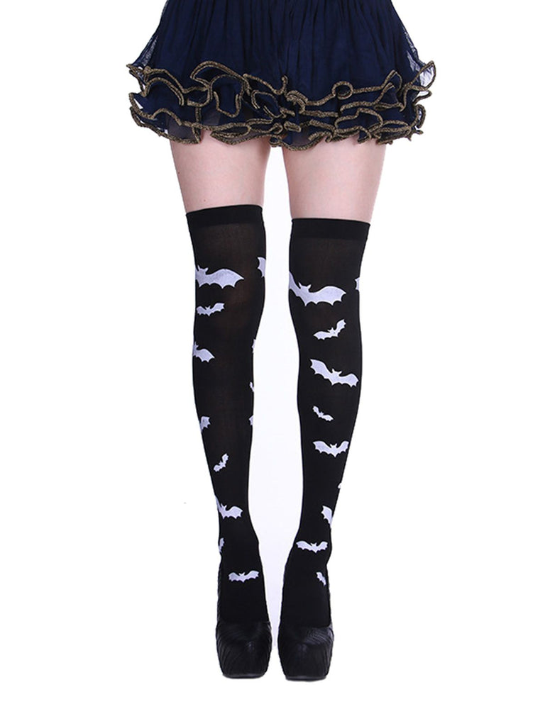 Black 1950s Halloween Knee Socks