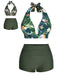 [Pre-Sale] Dark Green 1930s Reversible Halter Swimsuit