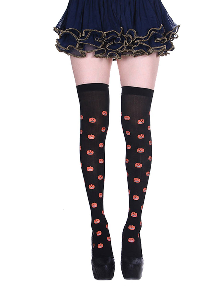 Black 1950s Halloween Knee Socks
