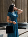 Blue 1940s Pearl Buttons Darlene Dress