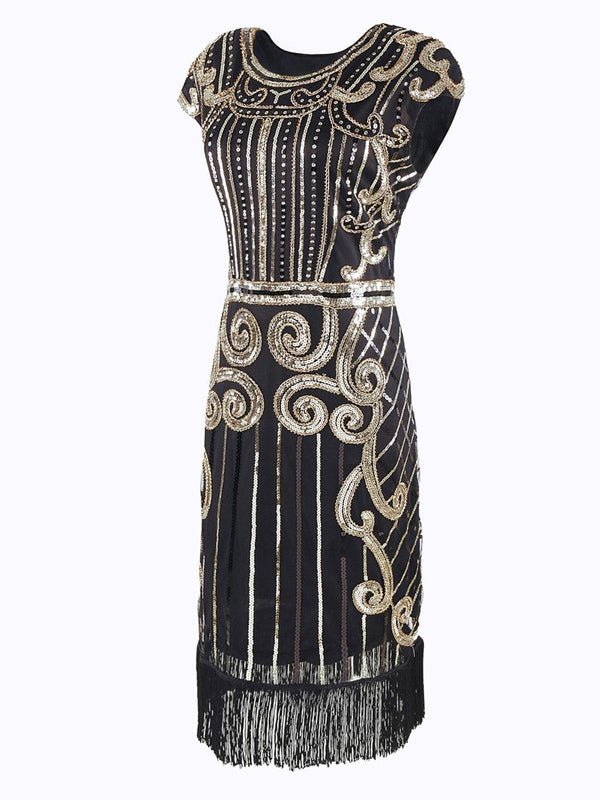 [US Warehouse] Black 1920s Sequined Flapper Dress