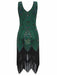 Dark Geen 1920s Sequined Fringe Dress