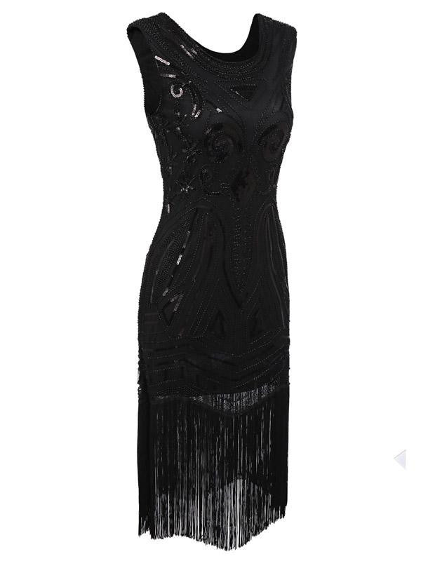 1920s Sequined Fringe Flapper Dress