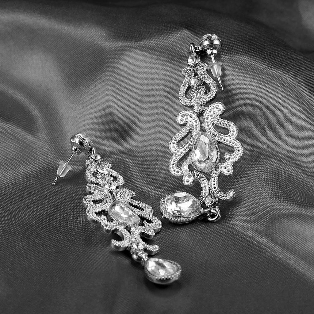 Silver 1920s Bridal Earrings